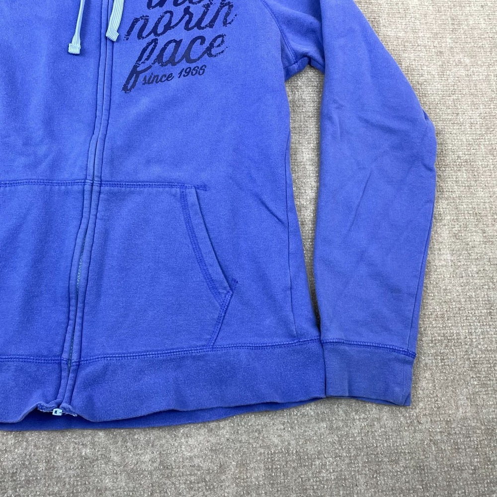 The North Face Hoodie Womens Medium Blue Fleece Lined Cotton Graphic Full Zip - Picture 11 of 14